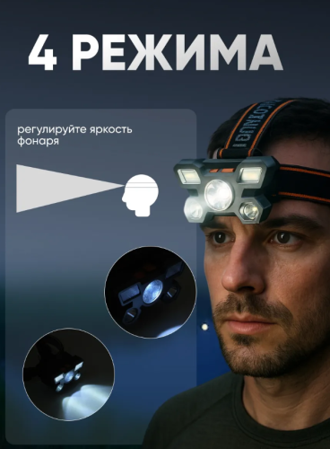 Фонарь налобный аккумуляторный ОХОТНИК фото 5