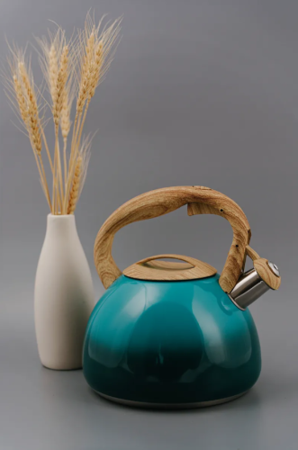 Чайник для плиты со свистком из нержавеющей стали 2,7 литра Изумрудный фото 2