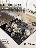 Коврик для сушки посуды 40 см х 30 см, 1 шт цветы