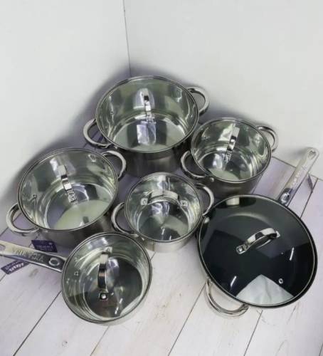 Набор кастрюль из нержавеющие стали с толстым дном 6 предметов фото 8