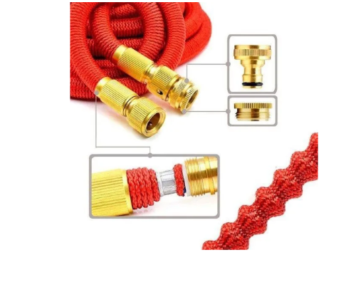 Шланг для полива растягивающийся 3/4, 37м, садовый красный + с распрыскивателем и железные втулки фото 9