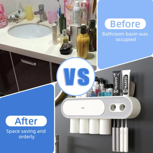 Электрический держатель для зубных щеток.Настенный автоматическая подача для зубной пасты.Ящик для хранения ваты и пр.Органайзер
 фото 3