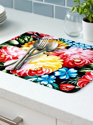 Carte Blanche Нано коврик для сушки посуды диатомитовый влаговпитывающий Жостово 30х40 см фото 2