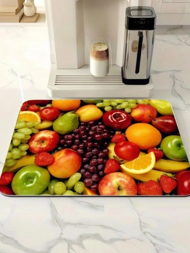 Коврик для сушки посуды 40 см х 30 см, 1 шт фрукты фото 2