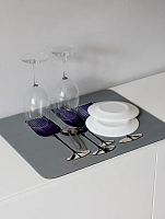 Sale carpet Коврик для сушки посуды 49 см х 39 см, 1 шт, Фиолетовые бокалы