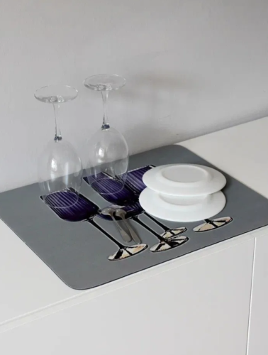 Sale carpet Коврик для сушки посуды 49 см х 39 см, 1 шт, Фиолетовые бокалы