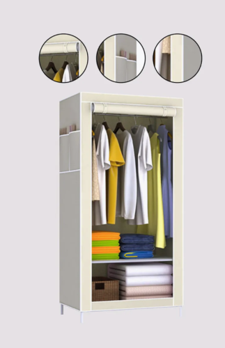 Шкаф тканевый складной для одежды и обуви бежевый фото 3