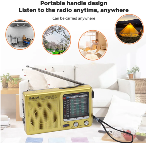 Полнодиапазонное винтажное портативное мини-радио, моно, SW / AM/FM "Золото"
