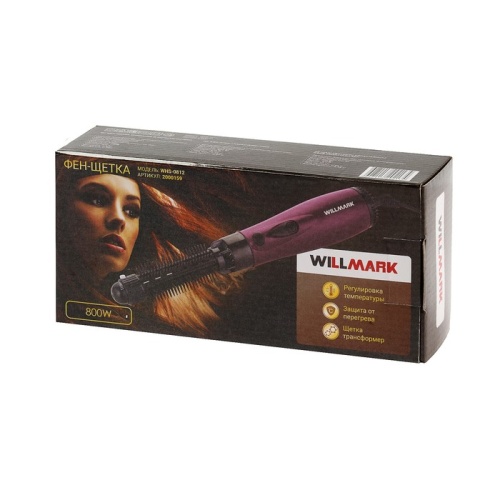 Фен-щётка WILLMARK WHS-0812, 800 Вт, 1 насадка, фиолетовая 3365491 фото 4