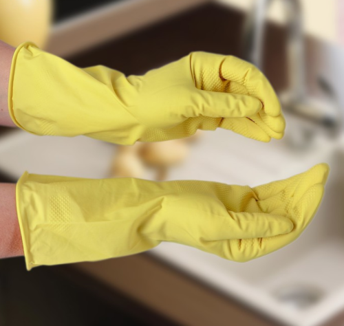 Перчатки хозяйственные резиновые Доляна, размер S, с хлопковым напылением, 40 гр, цвет МИКС фото 6