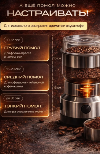 Кофемолка электрическая мощная металл фото 2
