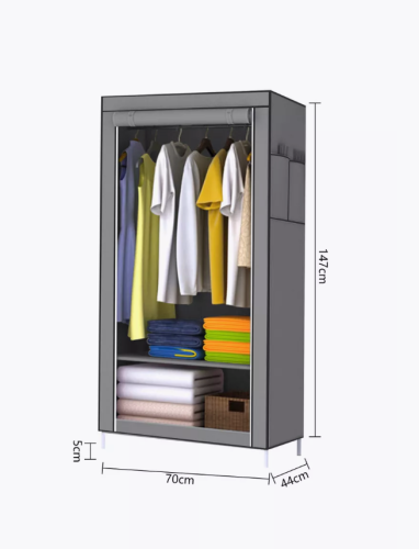 Шкаф тканевый складной для одежды и обуви  серый фото 2