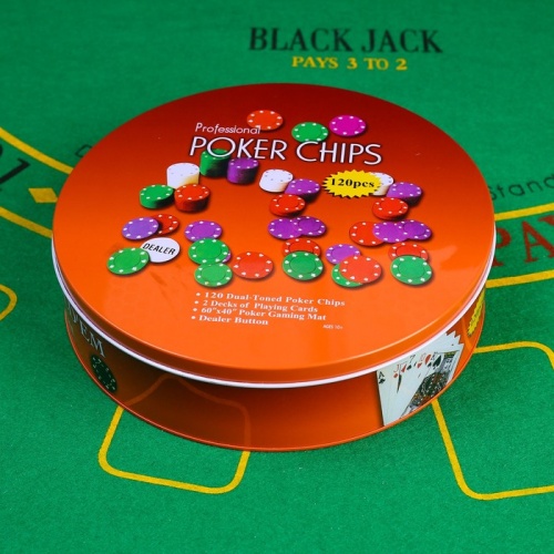 Покер, набор для игры (карты 2 колоды, фишки 120 шт.), с номиналом, 40 х 60 см, микс 427372 фото 2