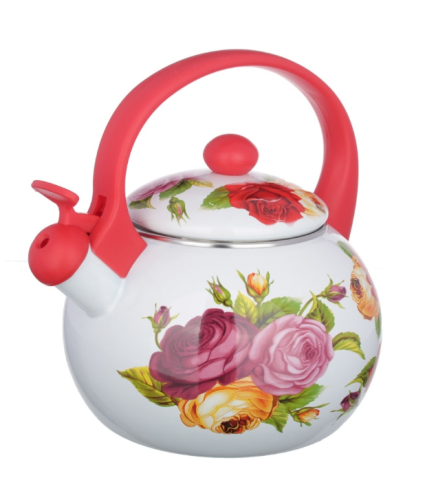 Чайник VETTA Чайник эмалированный со свистком 2,2л "Цветы | Чайник из нержевейки Ветта | Чайник железный