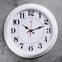 Часы настенные круглые "Классика", микс  Рубин  35 см белые, ободок белый