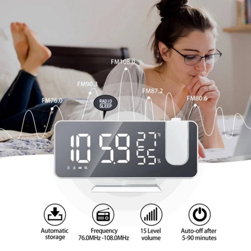 Часы Цифровой проекционный будильник с Температура+Влажность фото 4