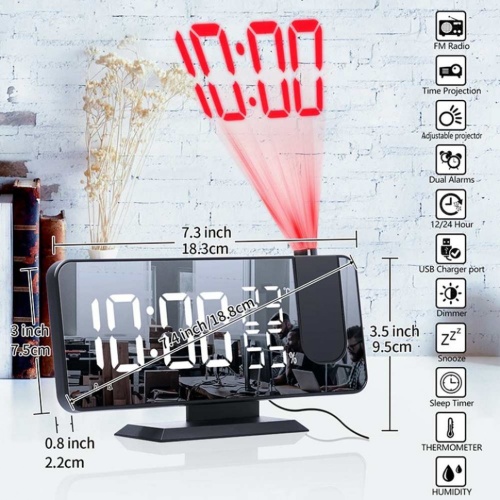 Часы Цифровой проекционный будильник с Температура+Влажность фото 6