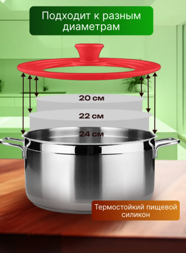 Крышка универсальная многоразмерная Красная 20/22/24 фото 2