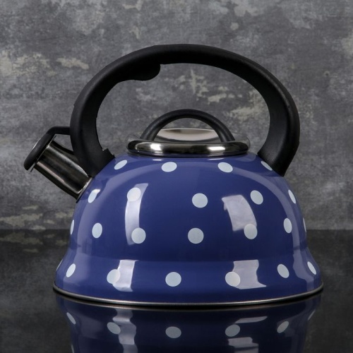 Чайник со свистком 2,8 л "Горошек", цвет синий 4101878