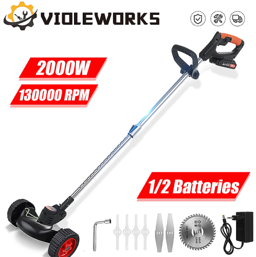 Триммер садовый Электрический беспроводной, 1880 Вт, 10000 мАч 2 АКБ + Колёса фото 3