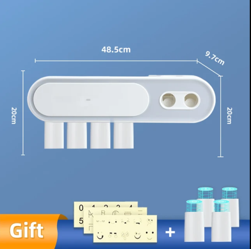 Электрический держатель для зубных щеток.Настенный автоматическая подача для зубной пасты.Ящик для хранения ваты и пр.Органайзер
 фото 2