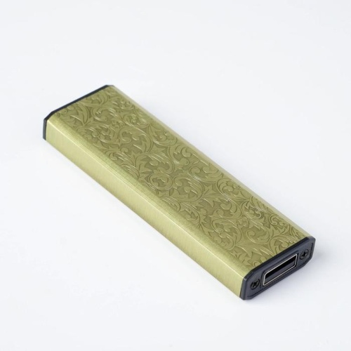 Зажигалка электронная  Узор  спираль, USB штекер, 8х2,5х0,7 см, золото №1