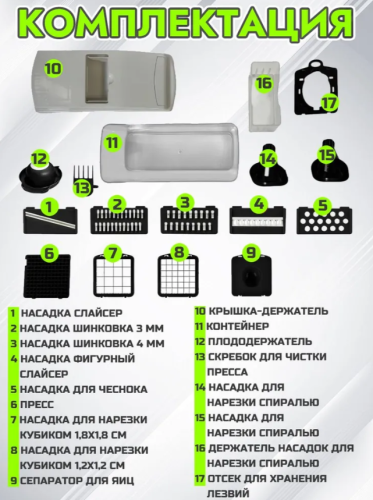 Овощерезка ручная многофункциональная 17 в 1 фото 2