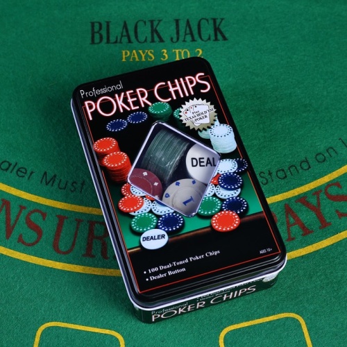 Покер, набор для игры, фишки с номиналом 100 шт, 11.5 х 19 см 427370
