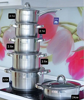 Набор кастрюль из нержавеющие стали с толстым дном 6 предметов