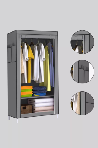 Шкаф тканевый складной для одежды и обуви  серый фото 4