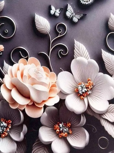 Коврик для сушки посуды 40 см х 30 см, 1 шт цветы фото 3