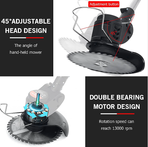 Триммер садовый Электрический беспроводной, 1880 Вт, 10000 мАч 2 АКБ + Колёса фото 5