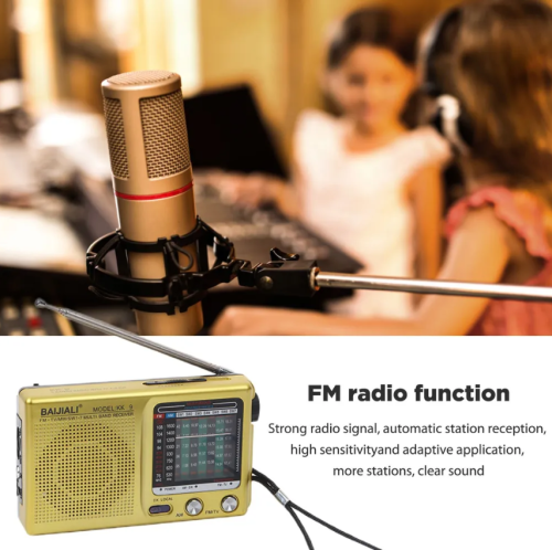 Полнодиапазонное винтажное портативное мини-радио, моно, SW / AM/FM "Золото" фото 2