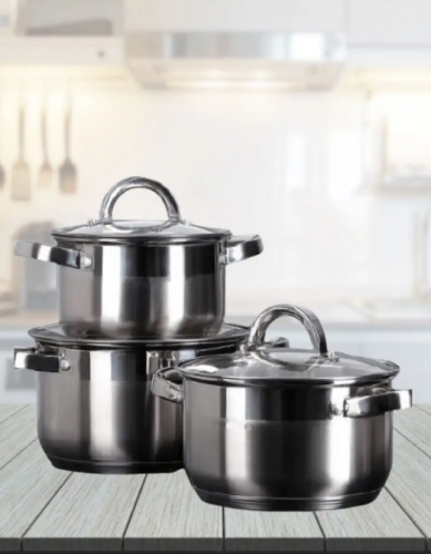 Набор кастрюль из нержавеющей стали 3 предмета фото 3