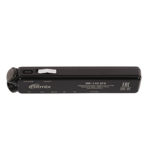 Диктофон Ritmix RR-145 8GB, MP3/WAV, дисплей, металл корпус, черный   4424513 фото 6