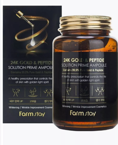 FarmStay Многофункциональная ампульная сыворотка с золотом и пептидами, 250мл фото 4