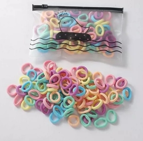 Комплект резинок для волос 100 шт. ЦВЕТНЫЕ фото 2