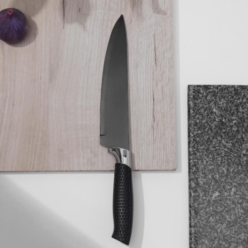 Нож с антиналипающим покрытием Супер-блэк, лезвие 20 см, фото 3