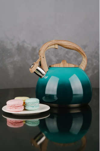 Чайник для плиты со свистком из нержавеющей стали 2,7 литра Изумрудный фото 5