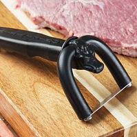 Слайсерный нож для Мяса / Мясной нож строганина для мяса / Мясожон Чёрный Бык нарезка слайсом тонкий стейк.