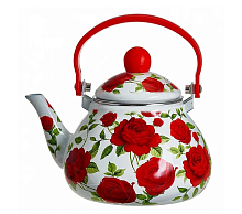 Чайник эмалированный METALLONI EM-131 Дикая роза 1,3л | Чайник из нержевейки Металлони | Чайник железный