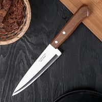 Нож поварской Tramontina , лезвие 17,5 см, сталь AISI 420, деревянная ручка