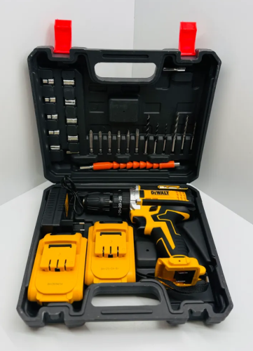 Дрель шуруповерт ударный аккумуляторный, 2 АКБ 24В , 24 насадки и зарядная станция в наборе фото 2