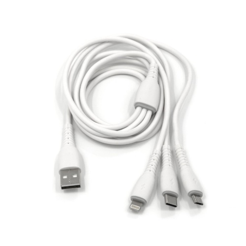Кабель 3 в 1 BYZ BC-023, USB - microUSB/Lightning/Type-C, 5 А, 1.2 м, белый 7550709 фото 3