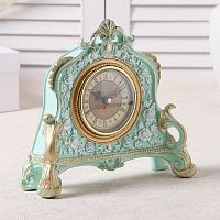 Часы настольные Каминные Версаль, цвет  бирюзовый, 21х19х6.5 см