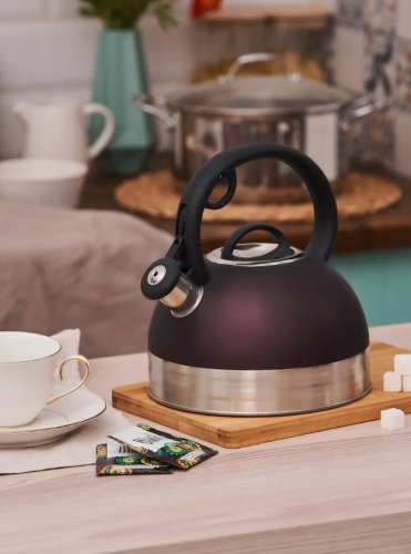 Чайник 2.5 л со свистком индукция Красный фото 2