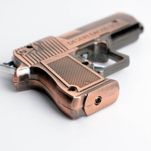Зажигалка газовая  Desert eagle с лазерной указкой, коричневый 6х9 см фото 6
