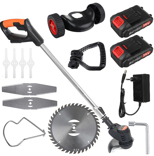 Триммер садовый Электрический беспроводной, 1880 Вт, 10000 мАч 2 АКБ + Колёса фото 2