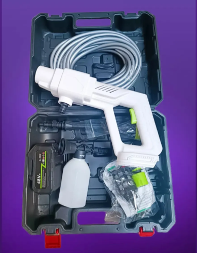 Мобильная компактная автомойка пистолет с аккумулятором Белая фото 2