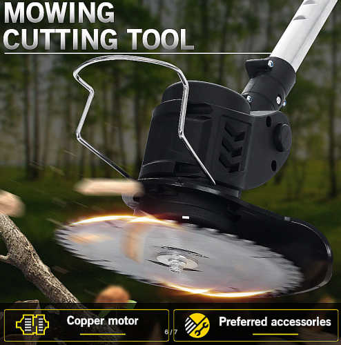 Триммер садовый Электрический беспроводной, 1880 Вт, 10000 мАч 2 АКБ + Колёса фото 7